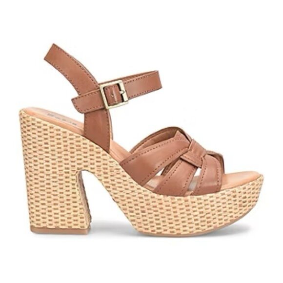 Korks by Kork-Ease Dee Sandals Strappy Wedge Heel Platforms Cognac Brown Size 10 - Picture 2 of 11